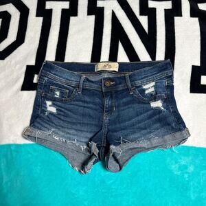 Hollister Low Rise Distressed Cutoff Denim Jean Short Shorts Dark Wash Size 5/27